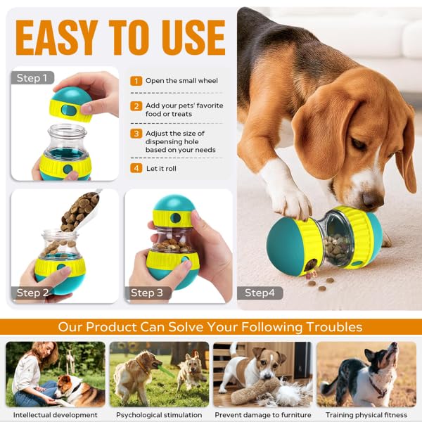 Interactive Dog Treat Ball – Adjustable Treat Dispensing Puzzle Toy, Slow Feeder & Mental Stimulation Toy for Small, Medium & Large Dogs