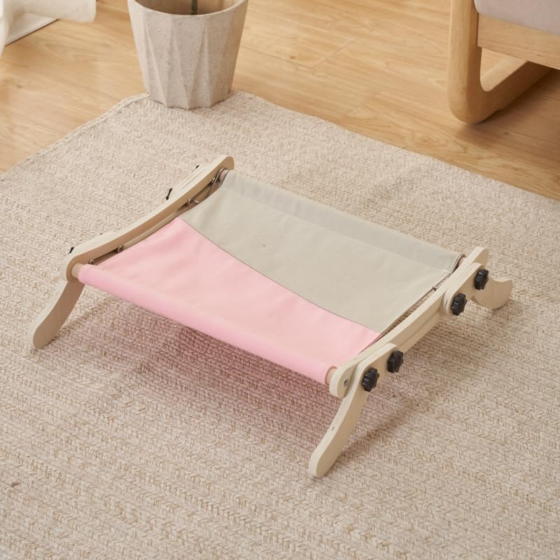 Cat Window Perch, No Screws Easy to Adjust & Assemble, Adjust Wooden Seat for Kitten Bedside Windowsill, Wooden Cats Furniture - color: Gray pink