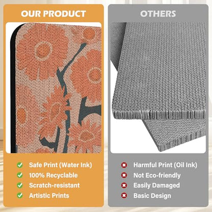 2 Pack Art Cat Scratcher, Wall-Mountable Cat Scratch Pad, Wall Cat Scratcher 16.7x11x1 Inch Cat Scratching Board for Indoor Cats Toy(Flower Series1) - color: Flower Series1