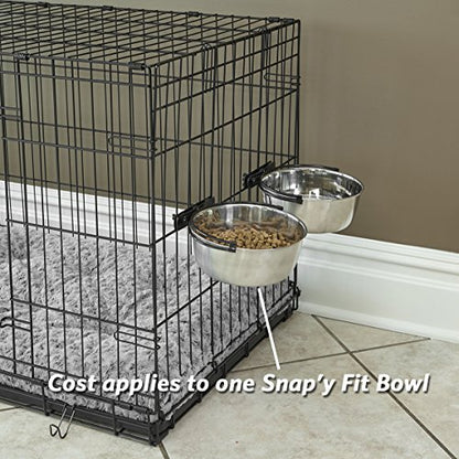 MidWest Homes for Pets Snap'y Fit Stainless Steel Food or Water Bowl, Holds 10 Ounces, Mounts to Wire Crates, No-Tip Design, Rust-Resistant, for Small Dogs and Cats - size: 10 Ounces