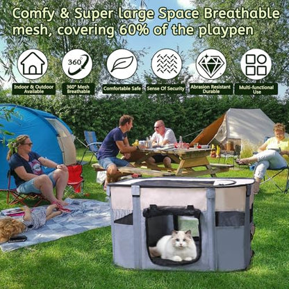 Dog Playpen Portable Cat Dog Playpen for Indoor & Outdoor Foldable Kennel Tent Crate,Water-Resistant Breathable Shade Cover, Dog Crate for Small Animals with Carrying Case - size: S(29" x 22" x 16")
