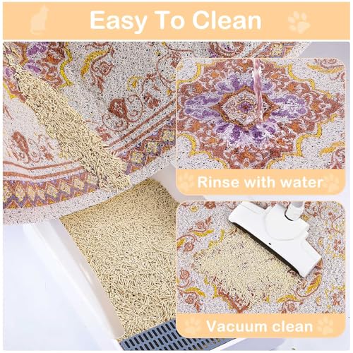Glittme Cat Litter Mat with Non-Slip Bottom Litter Box Mat 33"X22" Litter Trapping Mat Easy to Clean Washable Cat Food Mat for Kitty,L - color: Brown, size: 33"x22"
