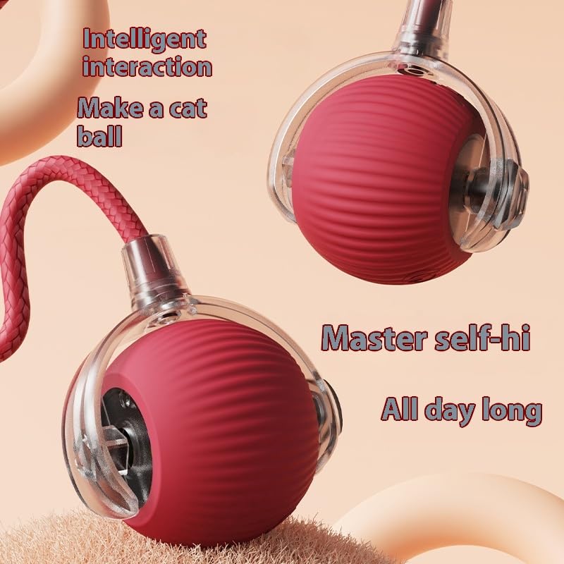 KumCinn Interactive Dog Ball for Small Medium Dogs, Automatic Self Moving Cat Toys Ball for Indoor Cats, 360° Rolling Electric Pet Ball, Fast Smart Motion Activated Toy (Red) - color: Red