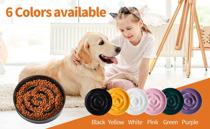 8.66 in Black Ceramic Dog Bowl Slow Feeder for Medium and Large Breed Dogs, Anti-Choking and Slowing Down Eating Time, Heavy Weighted Non-Slip Base - color: Black Slow Feeder