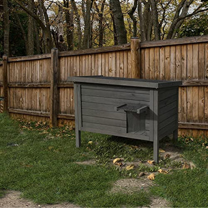 GDLF Outdoor Cat House Feral Cat Enclosure 100% Insulated All-Round Foam Weatherproof Solid Wood Large Size for Multiple Felines 34.5" L*21.5" W*27.2" H - style: Feral Cat Shelter