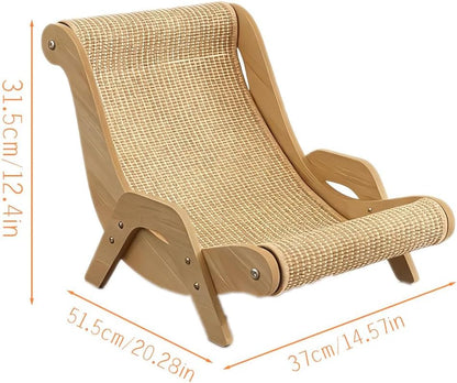 Elevated Cat Bed with Wooden Frame, Natural Hemp Rope, Scratch-Resistant Pet Lounger for Indoor Cats, Breathable Kitty Nap Furniture