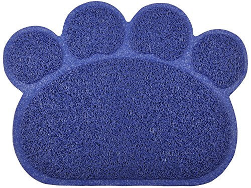 Paw-Shaped Large Cat Litter Box Mat,23.5x17.5 Inches (Navy) - color: Navy