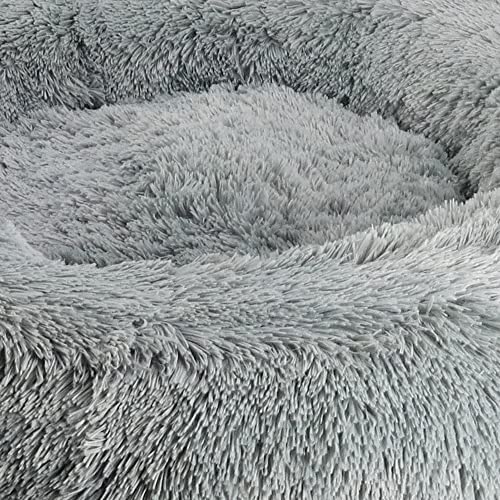 Arlee Donut Round Pet Dog Bed - Memory Foam - Calming Reduce Anxiety - Shaggy Vegan Fur - Assembled USA, Charcoal - color: Charcoal, size: Small