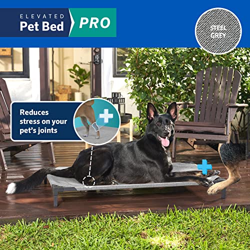 COOLAROO Cooling Elevated Dog Bed PRO Standard, Fits in 48in Crate, Easy Assembly Frame, Steel Grey. - color: Steel Grey, size: Standard