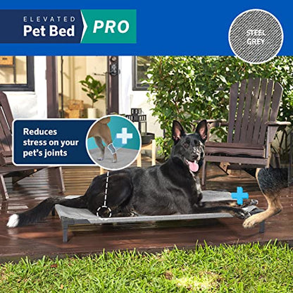 COOLAROO Cooling Elevated Dog Bed PRO Standard, Fits in 48in Crate, Easy Assembly Frame, Steel Grey. - color: Steel Grey, size: Standard