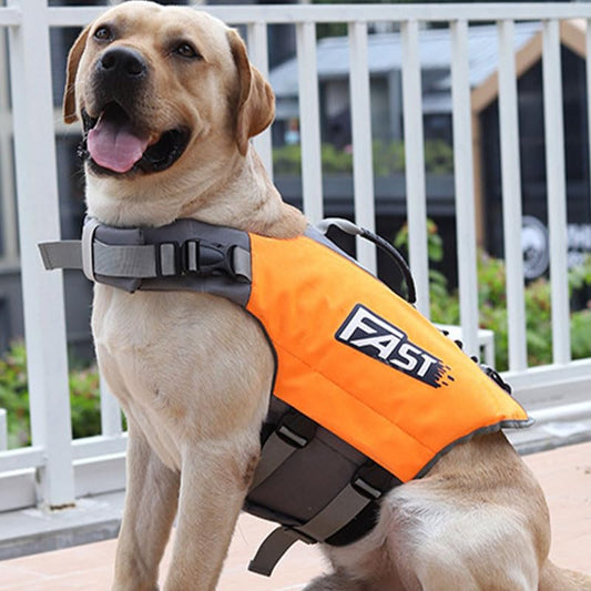 Dog Life Jacket, High Buoyancy Dog Life & Flotation Vest for Swimming and Boating, with Rescue Handle & Adjustable Straps, Gear for Medium Dogs and Pets, Orange