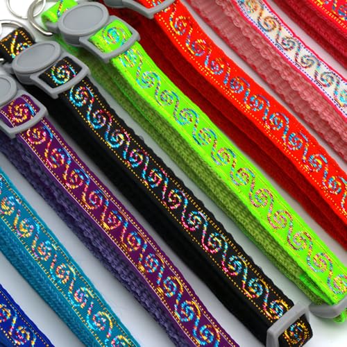 Hot Pink Bell Collar for Small Dogs, Puppy Collar Girl, Breakaway Kitten Bell Collar Safety Buckle Soft Nylon Adjustable for XXS Xs Small Pet Cat Dogs Animal Litter Tiny,Neck 7.5-12.6 inch - color: Hot Pink