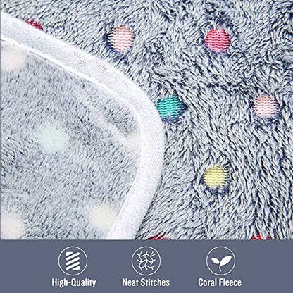 1 Pack 3 Blankets Super Soft Cute Dot Pattern Pet Blanket Flannel Throw for Dog Puppy Cat Blue/Purple/Grey Medium - color: Blue/Purple/Grey, size: 30x20 inch (Pack of 3)