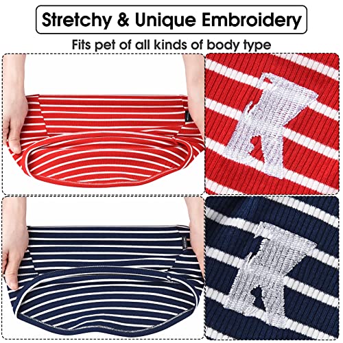 Dog Shirt Vest Lightweight Stretchy Dog T-Shirts Soft Cool Shirts Sleeveless Stripe Vests Breathable Clothes for Puppy Kitty Cats Small Medium Large Dogs 2 Pack Red + Blue [ 2XL ] - color: Red + Blue, size: 2XL-(20~30lb) | Chest(~24")