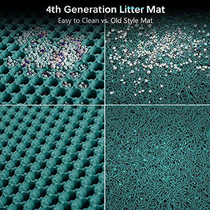 WePet Cat Litter Mat, Kitty Litter Trapping Mat, Honeycomb Double Layer Mats, No Phthalate, Urine Waterproof, Easy Clean, Scatter Control, Catcher Litter Tray Box Rug Carpet - color: #11 Dark Turquoise