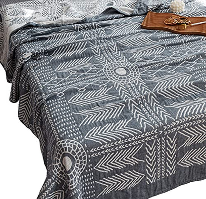 MEJU Indian Boho Muslin Lightweight Summer Blanket for Bed Sofa Couch, 100% Combed Cotton 3 Layer Soft Warm Quick Dry Throw Blanket Bed Coverlet Sheet (Boho, Twin 60 in X 80 in - color: Boho, size: Twin 60 in x 80 in