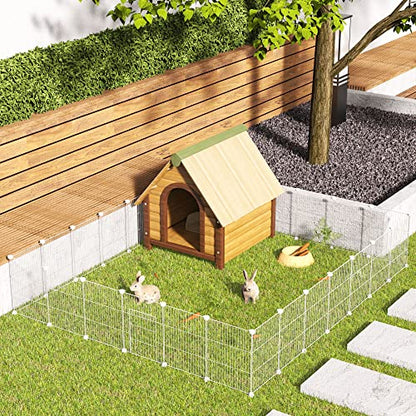 HOMIDEC Pet Playpen,Small Animals Cage DIY Wire Yard Fence with Door for Indoor/Outdoor Use,Portable for Puppies,Kitties,Bunny,Turtle 48" x 24" x 16" - style: White