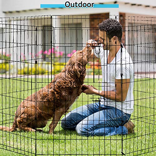 Pet Dog Playpen 8 Panel 48" Durable Metal Portable Foldable Indoor Outdoor Cat Puppy Exercise Pen with Door Animal Wire Yard Dog Fence Crate Kennel for Small Medium Large Dog - size: 48"x8 Panels