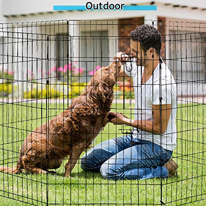 Pet Dog Playpen 8 Panel 48" Durable Metal Portable Foldable Indoor Outdoor Cat Puppy Exercise Pen with Door Animal Wire Yard Dog Fence Crate Kennel for Small Medium Large Dog - size: 48"x8 Panels