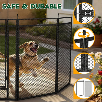 32" Height Dog Playpen for Small Dog & Puppy, 24 Panels Metal Pet Playpen with Safety Mesh, Portable Foldable Exercise Pen for Indoor Outdoor, Yard, Camping & RV, Black-Silver - size: 32'', style: 24 Panels