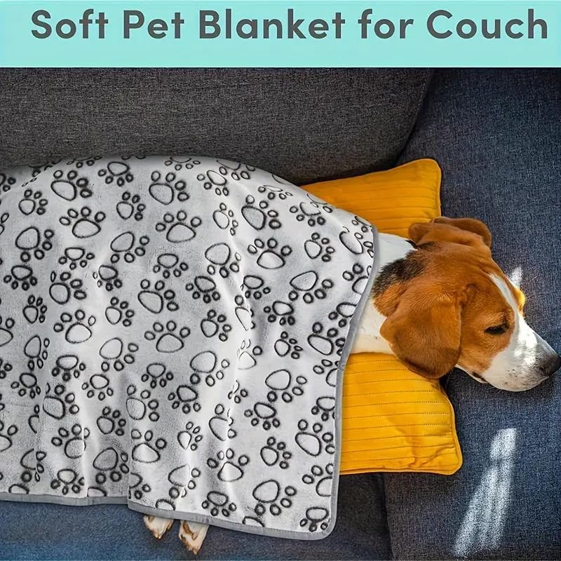 1pc Soft Cozy Pet Blanket with Paw Print Design, Tear-Resistant & Machine Washable, Warm Comfortable Dog & Cat Blanket - 16 * 23Inch, Grey - color: Grey, size: 16*23Inch