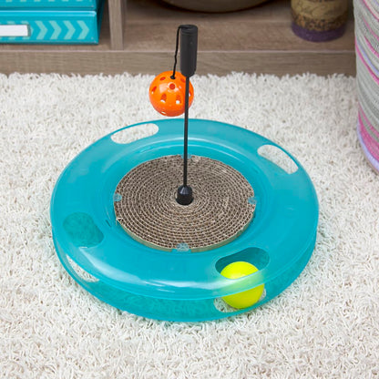 Kitty City Swat Ball Track Cat Toy, 3 Toys in 1 Cat Toy for Cat and Kitty, Ball Track Cat Toy with Hanging Ball and Scratch Pad, 10.5" x 12.00" x 12.00, CM-0209-CS01 - color: D) Medium Scratcher
