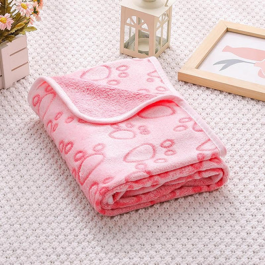 1pc Tear-Resistant Soft Cozy Fleece Pet Blanket - Paw Print Design | Machine Washable, Warm Comfortable Blanket for Small, Large Dogs & Small Pets, Animal-themed Decor, Plush Texture(Pink-16*23Inch) - color: Green, size: 16*23Inch