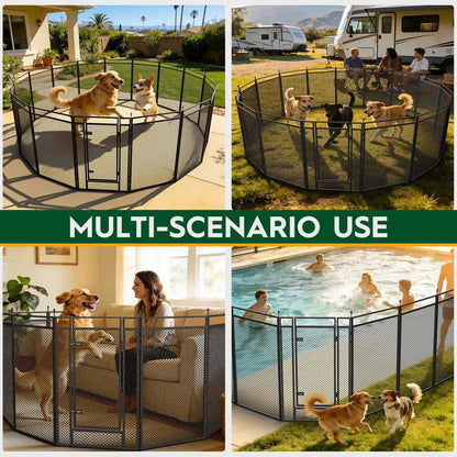 32" Height Dog Playpen for Small Dog & Puppy, 24 Panels Metal Pet Playpen with Safety Mesh, Portable Foldable Exercise Pen for Indoor Outdoor, Yard, Camping & RV, Black-Silver - size: 32'', style: 24 Panels