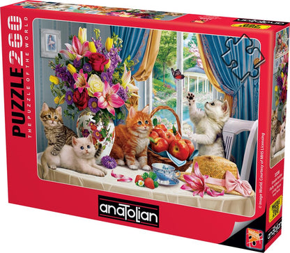 Anatolian Puzzle - Fluffy Kittens in The Living Room, 260 Piece Jigsaw Puzzle, 3336 - color: Fluffy Kittens in the Living Room