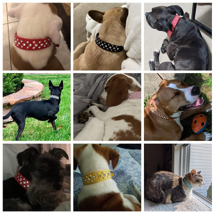 Rhinestone Dog Collar, Bling Rhinestone PU Leather Crystal Diamond Pet Dog Cat Puppy Collar Black S M L XL (XS, Red) - color: Red, size: XS
