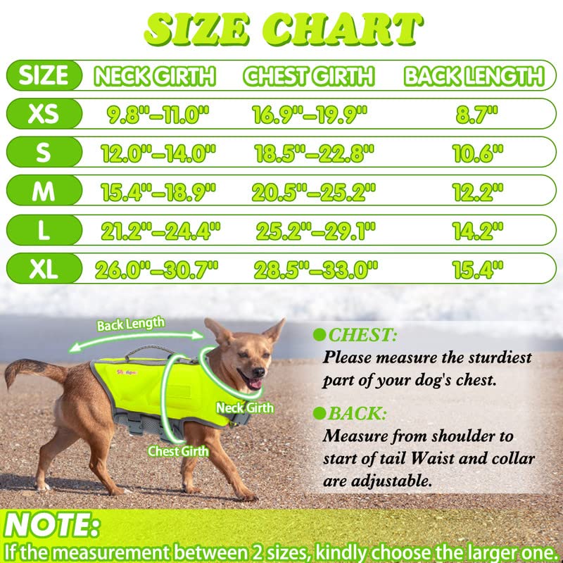 Dog Life Jacket - Small Dog Flotation Vest with Reflective Stripes and Rescue Handle - color: Green, size: Small