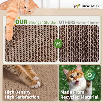 BOWHAUS Frog Style Cat Scratching Board, Cat Scratcher Lounger with Play Ball for Indoor Cat, Durable & Long-Lasting Scratching Board Cardboard, Furniture Protector Scratching Pad