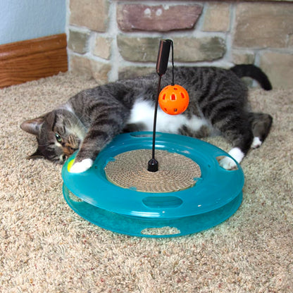 Kitty City Swat Ball Track Cat Toy, 3 Toys in 1 Cat Toy for Cat and Kitty, Ball Track Cat Toy with Hanging Ball and Scratch Pad, 10.5" x 12.00" x 12.00, CM-0209-CS01 - color: D) Medium Scratcher