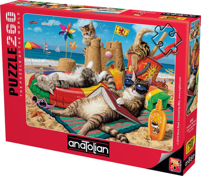 Anatolian Puzzle - Cats on The Beach, 260 Pieces Jigsaw Puzzle, #3322, Brown/a - color: Cats on the Beach